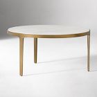Open Box: Elwell Coffee Tabe (32"Diam x 16"H) - White Banswara Marble, Vintage Brass