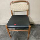 Open Box: Eindhoven Leather Dining Chair - Ludlow Leather Black, Cool Walnut