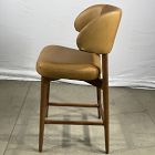 Open Box: Hyde Leather Counter Stool (26") - Ludlow Leather Sesame, Cool Walnut