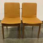 Open Box: Framework Dining Chair, Set of 2 - Ludlow Leather Sesame, Burnt Wax