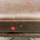 Open Box: Kristoff Leather Swivel Ottoman - Weston Leather Molasses, Polished Stainless Steel