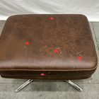 Open Box: Kristoff Leather Swivel Ottoman - Weston Leather Molasses, Polished Stainless Steel