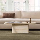 Royce Faux Travertine Pedestal Coffee Table (44")