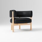Open Box: Craig Expressed Wood Leather Chair - Ludlow Leather Black, Blonde