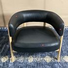 Open Box: Craig Expressed Wood Leather Chair - Ludlow Leather Black, Blonde