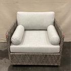 Open Box: Coastal Wicker Outdoor Swivel Chair - Crosshatch Weave Frost Gray, Silverstone