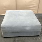 Open Box: Dalton Large Square Ottoman - Performance Washed Canvas Storm Gray, Black Feet