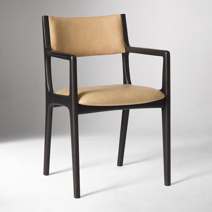 Damon Cafe Leather Dining Arm Chair | West Elm