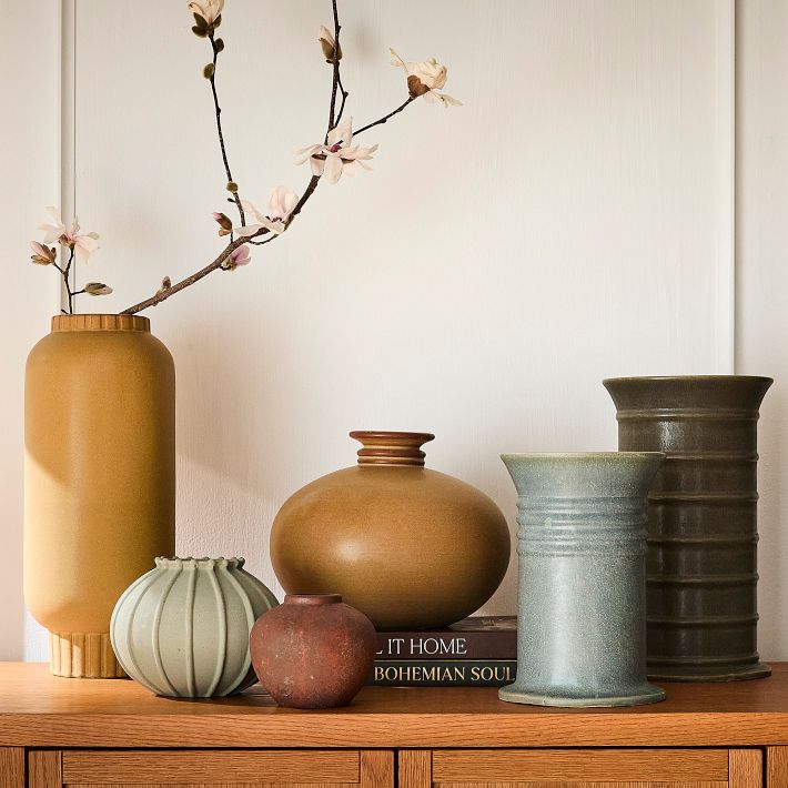 Pierce & Ward Ceramic Vase, Green/Olive, 13
