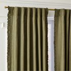 Open Box: Ruffle Linen Light Filtering Curtain (48"W x 96"L) - Dark Olive