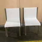 Open Box: Cusco Outdoor Textilene Stacking Dining Chair, Set of 2 - Weathered Gray, White