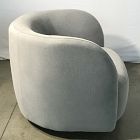 Open Box: Laurent Grand Swivel Chair - Performance Washed Canvas Storm Gray, Cool Walnut