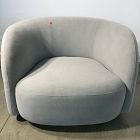 Open Box: Laurent Grand Swivel Chair - Performance Washed Canvas Storm Gray, Cool Walnut