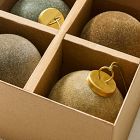 Large Flocked Ball Ornaments (Set of 4) - Pine