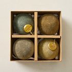 Large Flocked Ball Ornaments (Set of 4) - Pine