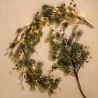 Pre-Lit Faux Frosted Red Berry Pine Branch &amp; Garland Collection