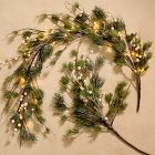 Pre-Lit Faux Frosted White Berry Pine Branch &amp; Garland Collection