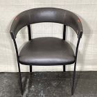 Open Box: Macy Leather Dining Chair - Saddle Leather Slate, Antique Textured Bronze