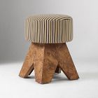 Open Box: Pierce &amp; Ward Vanity Stool - P&amp;W Stripe Ginger Root and Black, Nutmeg