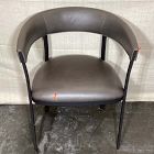 Open Box: Macy Dining Chair - Saddle Leather Slate, Antique Textured Bronze