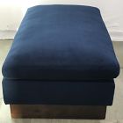 Open Box: Harmony Chair Ottoman - Performance Velvet Ink Blue, Dark Walnut