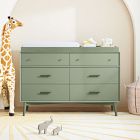 Mid-Century 6-Drawer Wide Dresser with Removable Topper (56")
