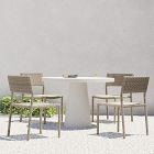 Concrete Pedestal Outdoor Round Dining Table (32"&ndash;60") &amp; Westport Stacking Side Dining Chairs Set
