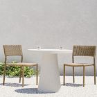 Concrete Pedestal Outdoor Round Dining Table (32"&ndash;60") &amp; Westport Stacking Side Dining Chairs Set