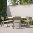 Concrete Pedestal Outdoor Round Dining Table (32"&ndash;60") &amp; Westport Stacking Side Dining Chairs Set