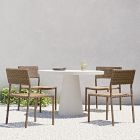 Concrete Pedestal Outdoor Round Dining Table (32"&ndash;60") &amp; Westport Stacking Side Dining Chairs Set