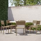 Concrete Pedestal Outdoor Round Dining Table (32"&ndash;60") &amp; Westport Stacking Side Dining Chairs Set