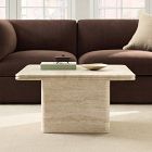 Royce Faux Travertine Square Pedestal Coffee Table (30")
