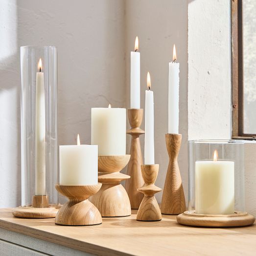 Tira Wood Candleholders, Ash Base