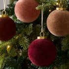 Large Flocked Ball Ornaments (Set of 4) - Plum