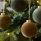 Medium Flocked Ball Ornaments (Set of 9) - Pine