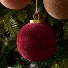 Large Flocked Ball Ornaments (Set of 4) - Plum