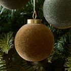 Medium Flocked Ball Ornaments (Set of 9) - Pine