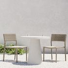 Concrete Pedestal Outdoor Round Dining Table (32"&ndash;60") &amp; Westport Stacking Side Dining Chairs Set