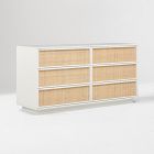 Open Box: Callahan Solid Wood Rattan 6-Drawer Dresser (60") - Alabaster