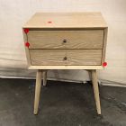 Open Box: Mid-Century Nightstand (18") - Cerused White, Oil-Rubbed Bronze