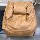 Open Box: Modern Bean Bag Lounger, Large (33"W x 23"H) - Vegan Leather Caramel