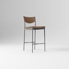Open Box: Alessio Counter Stool (26"H) - Ludlow Leather Bourbon, Textured Antique Bronze
