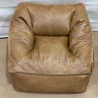 Open Box: Modern Bean Bag Lounger, Large (33"W x 23"H) - Vegan Leather Caramel