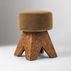 Open Box: Pierce &amp; Ward Vanity Stool - Performance Matte Velvet Dark Ochre, Nutmeg