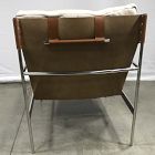 Open Box: Stuart Leather Sling Chair - Performance Chenille Crossweave Sand, Polished Stainless Steel