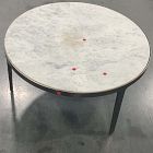 Open Box: Elwell Coffee Tabe (32"Diam x 16"H) - White Banswara Marble, Vintage Brass