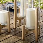 Marti Mid-Century Glass &amp; Wood Lanterns