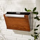 Modern Steel &amp; Teak Mailbox