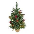 Pre-Lit Faux Berry &amp; Pine Cone Tree (2')