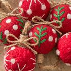 Embroidered Felt Ball Ornaments (Set of 6)